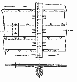 Часть обшивки судна из Усеберга и его поперечное сечение