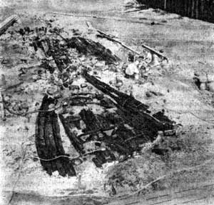 Место находок судов из Скуллелева, осушённое с помощью стальной шпунтововй стенки