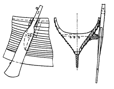 Руль и его крепление на <переборочном> шпангоуте Руль и его крепление на <переборочном> шпангоуте