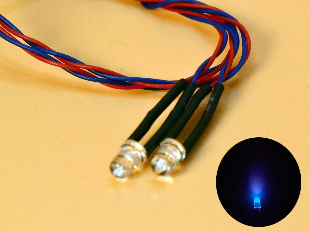 Светодиод фиолетовый (УФ), на проводе, 5 вольт, 2 шт Светодиод фиолетовый (УФ), на проводе, 5 вольт, 2 шт