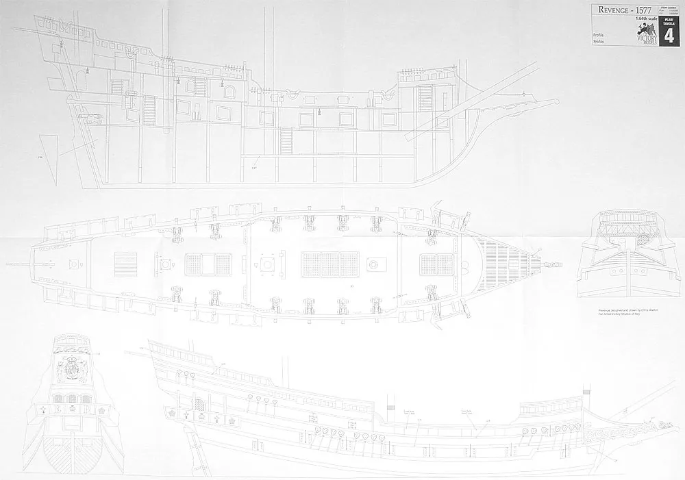 Чертеж галеона Revenge 1577