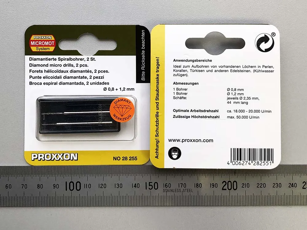 Сверла Proxxon 0,8 и 1,2 мм с алмазным напылением