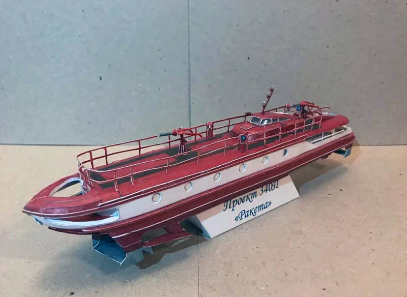 Модель из картона речной пожарный теплоход пр.340П "Ракета"