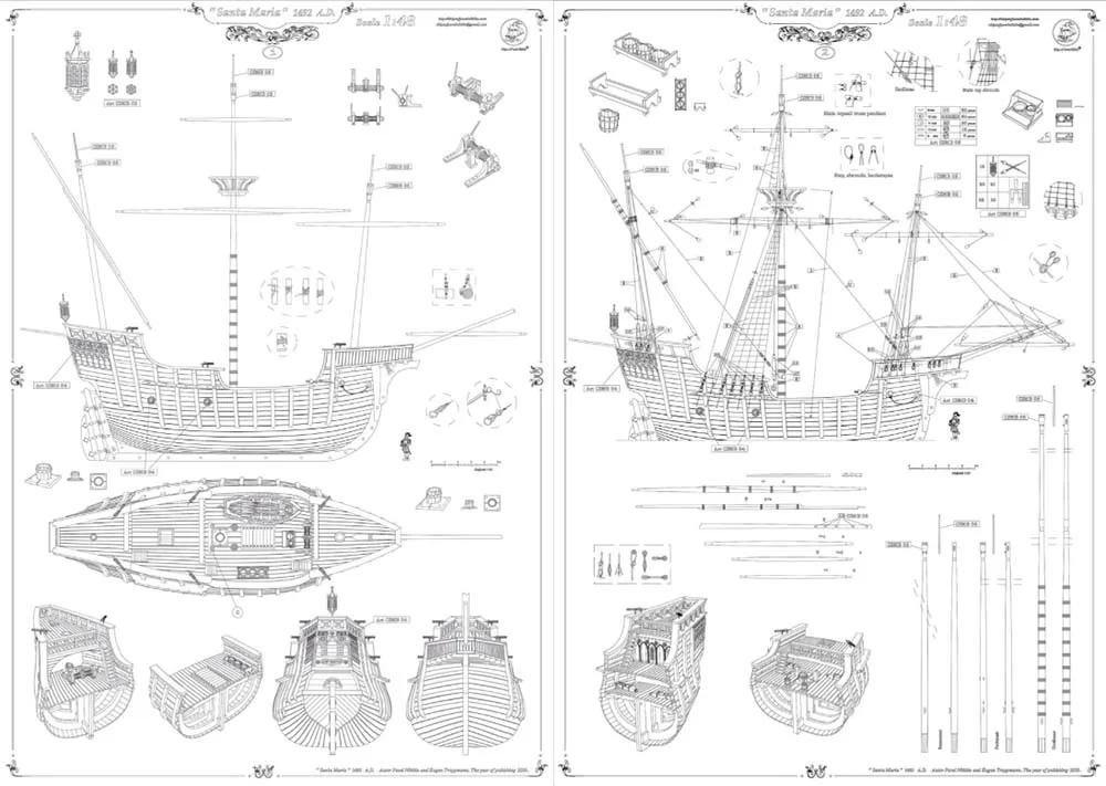 Santa Maria + паруса, подставка и стапель Santa Maria + паруса, подставка и стапель
