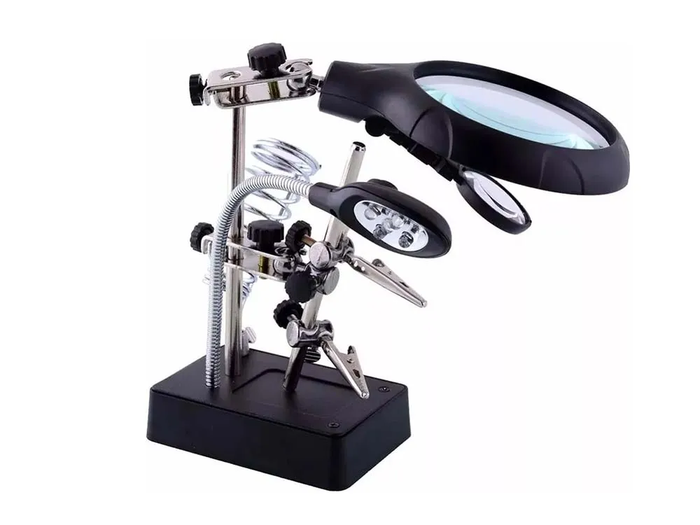 Третья рука "Чистый глаз" 90 мм с тремя линзами, подсветкой и блоком питания Третья рука "Чистый глаз" 90 мм с тремя линзами, подсветкой и блоком питания