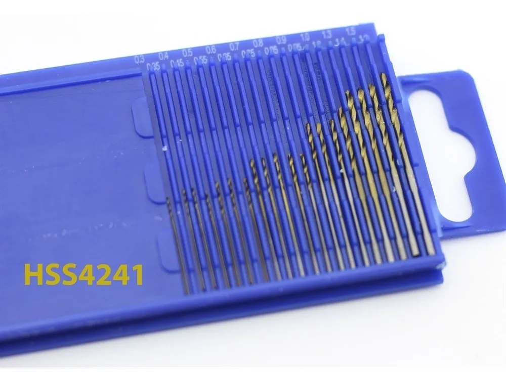Набор сверл от 0,3 до 1,6 мм с титановым покрытием, 20 шт