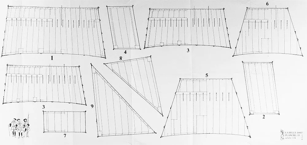 Чертеж корабля La Belle, 1684