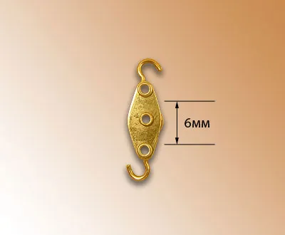 Рабочий блок с двумя гаками, латунь, 6 мм, 1 штука