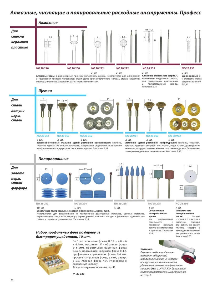 Набор латунных щёток Proxxon 22 мм, 5 шт Набор латунных щёток Proxxon 22 мм, 5 шт