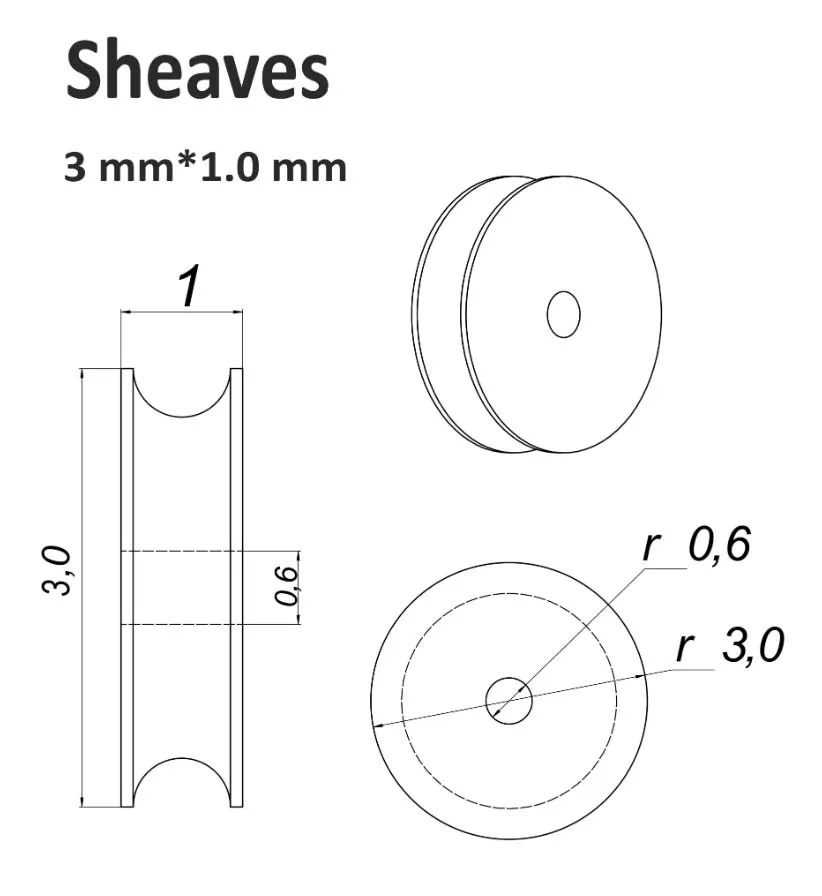 Шкив, латунь, 3х1 мм, 10 шт