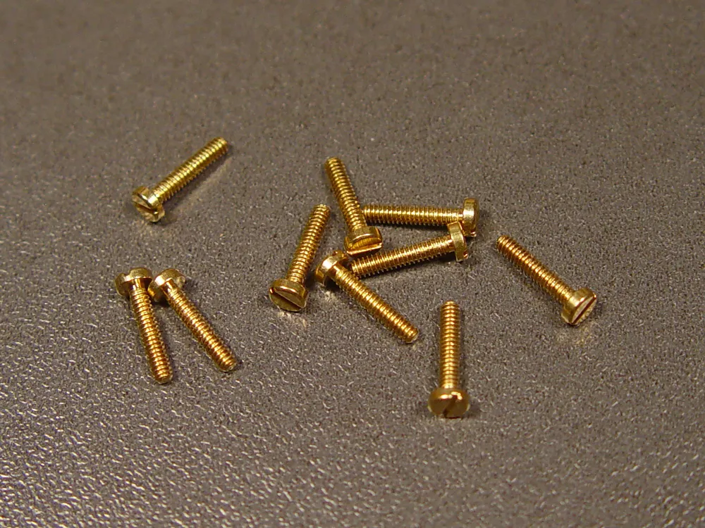 Винт с плоской шляпкой, латунь, М1,6х8, 9 шт