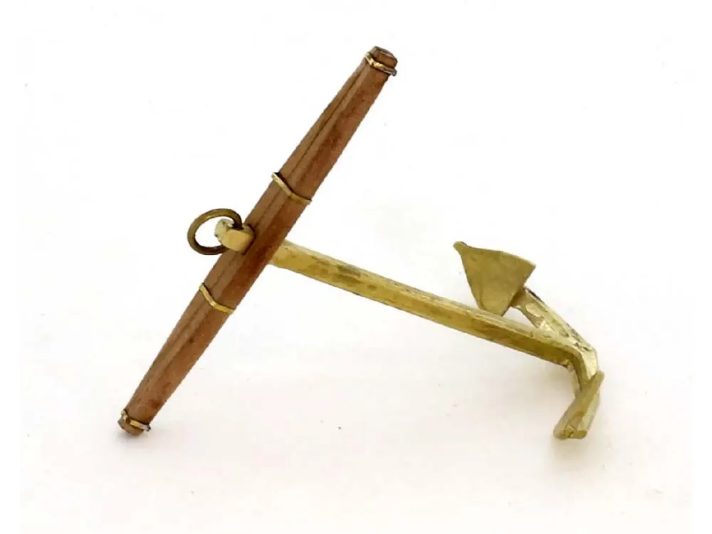 Якорь латунный адмиралтейский 40 мм с деревянным штоком (2 шт)