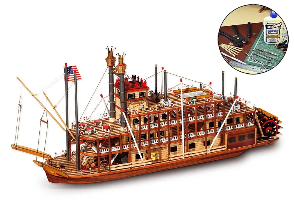 Mississippi (Колесный пароход) + (Полный набор инструментов, клея и краски)