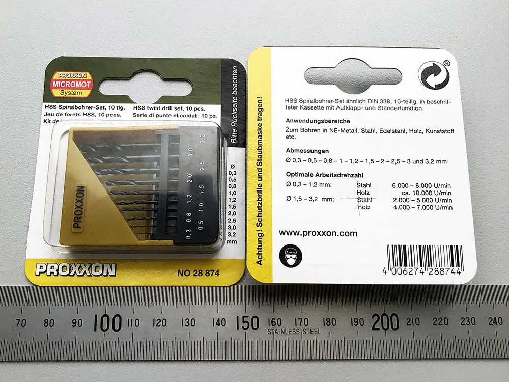 Набор сверл Proxxon от 0,3 до 3,2 мм, 10 шт Набор сверл Proxxon от 0,3 до 3,2 мм, 10 шт