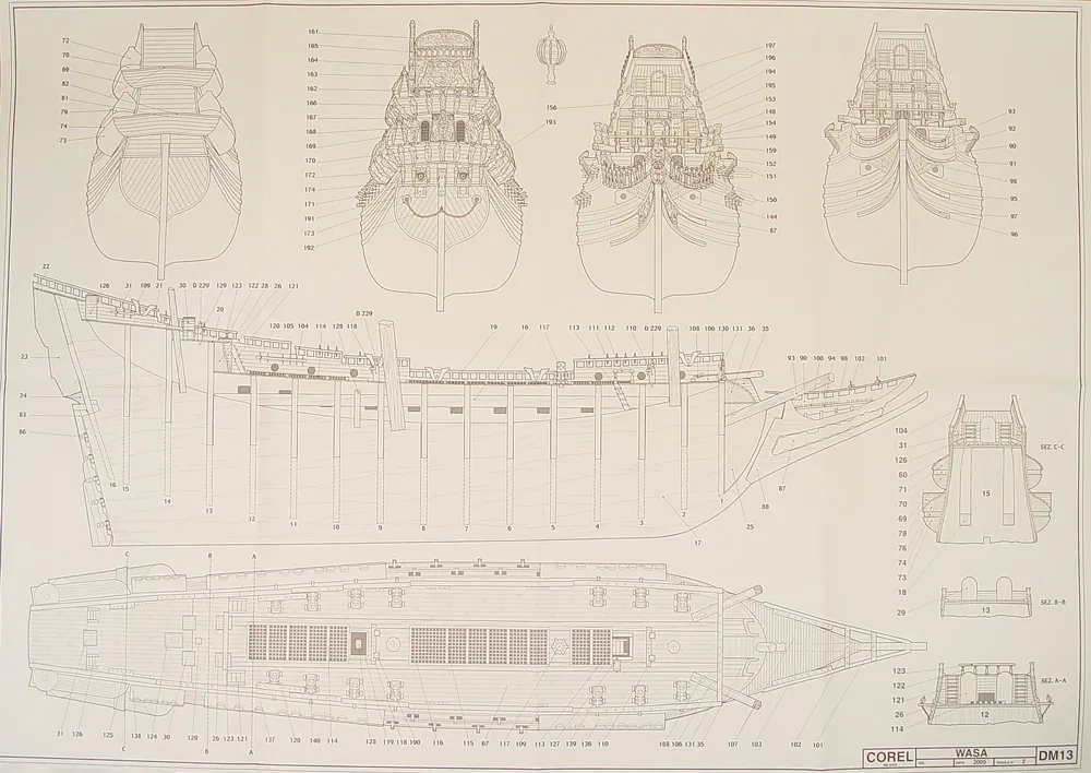 Чертеж корабля Wasa, масштаб 1:75 Чертеж корабля Wasa, масштаб 1:75