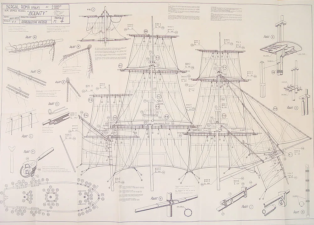 Чертеж корабля HMS Bounty