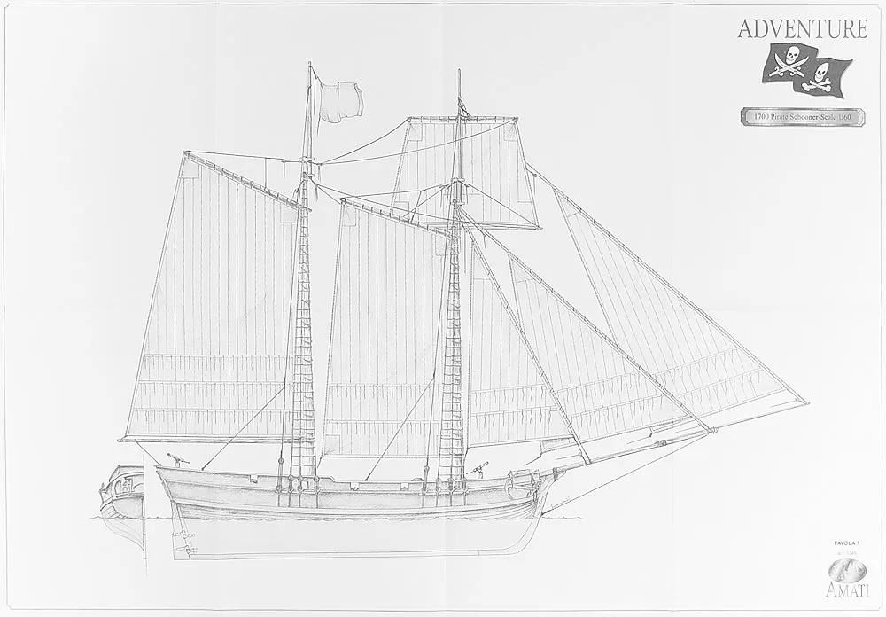 Чертеж пиратской шхуны Чертеж пиратской шхуны