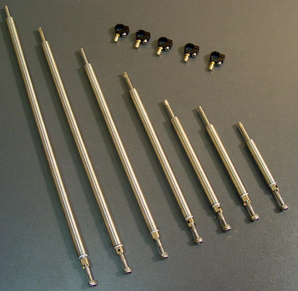 Гребной вал 4 мм, длина 13 см, нержавейка, подвижный штуцер