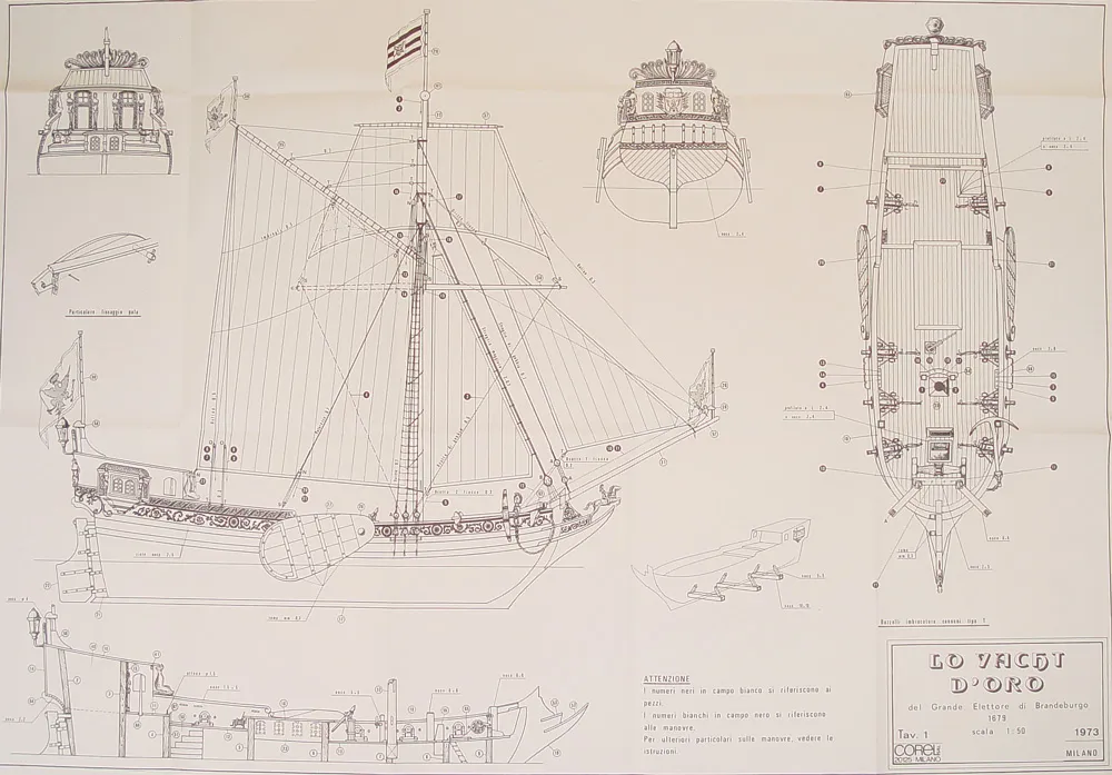 Чертеж яхты Yacht D'Oro, масштаб 1:50