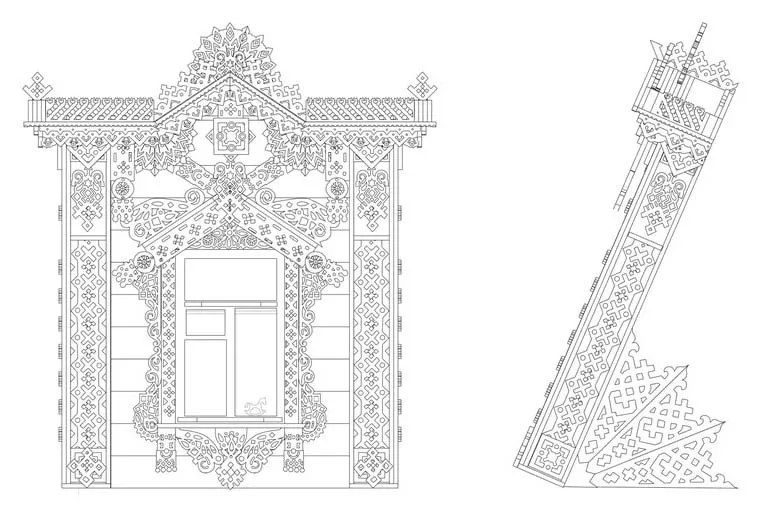 Сборная модель наличника "Русский стиль", 250 деталей + Клей и краски в комплекте