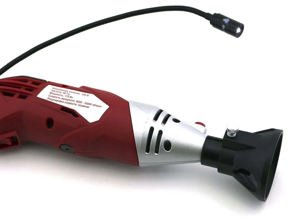 Бормашина 170 Вт, 8000-35000 об/мин., гибкий вал, стойка, ограничитель, подсветка, принадлежности 10373 Бормашина 170 Вт, 8000-35000 об/мин., гибкий вал, стойка, ограничитель, подсветка, принадлежности 10373