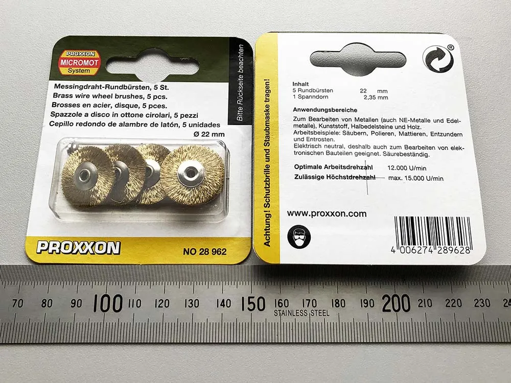 Набор латунных щёток Proxxon 22 мм, 5 шт Набор латунных щёток Proxxon 22 мм, 5 шт