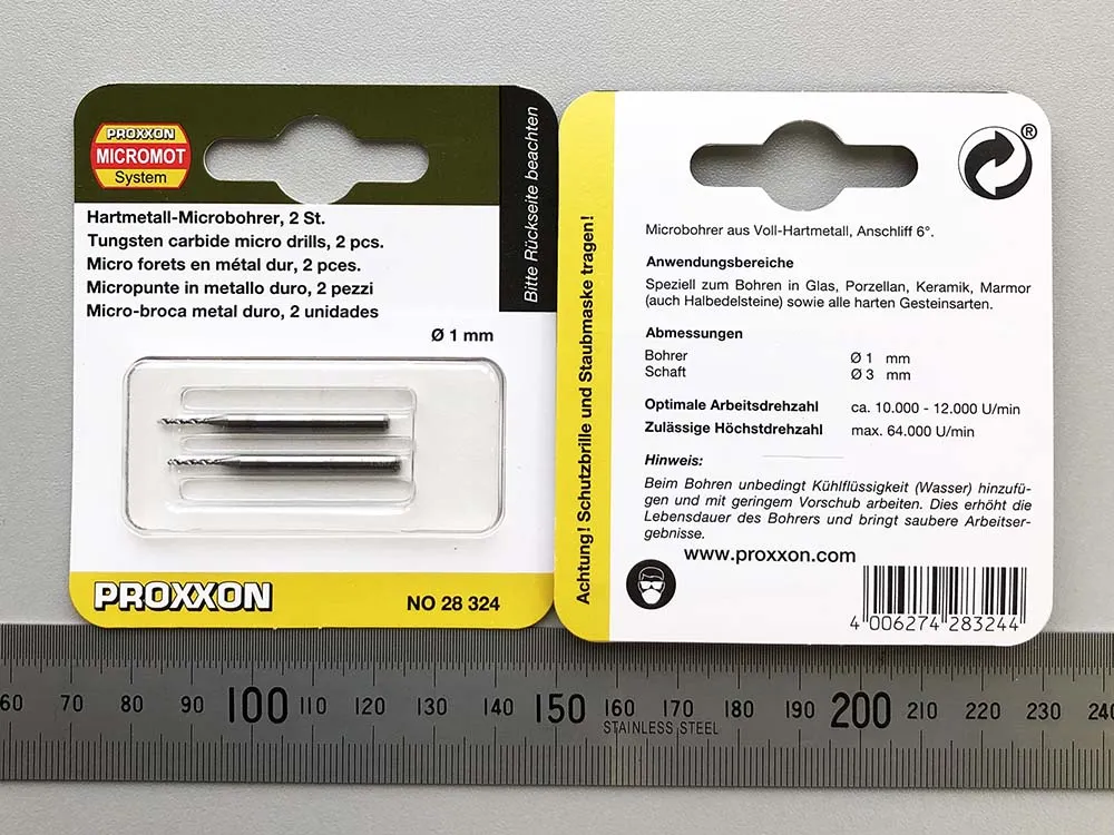 Сверла твердосплавные Proxxon 1 мм, 2 шт