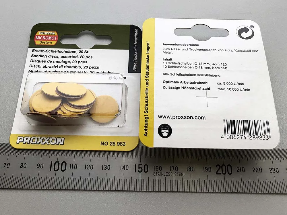 Шлифовальные диски Proxxon 18 мм, 20 шт Шлифовальные диски Proxxon 18 мм, 20 шт