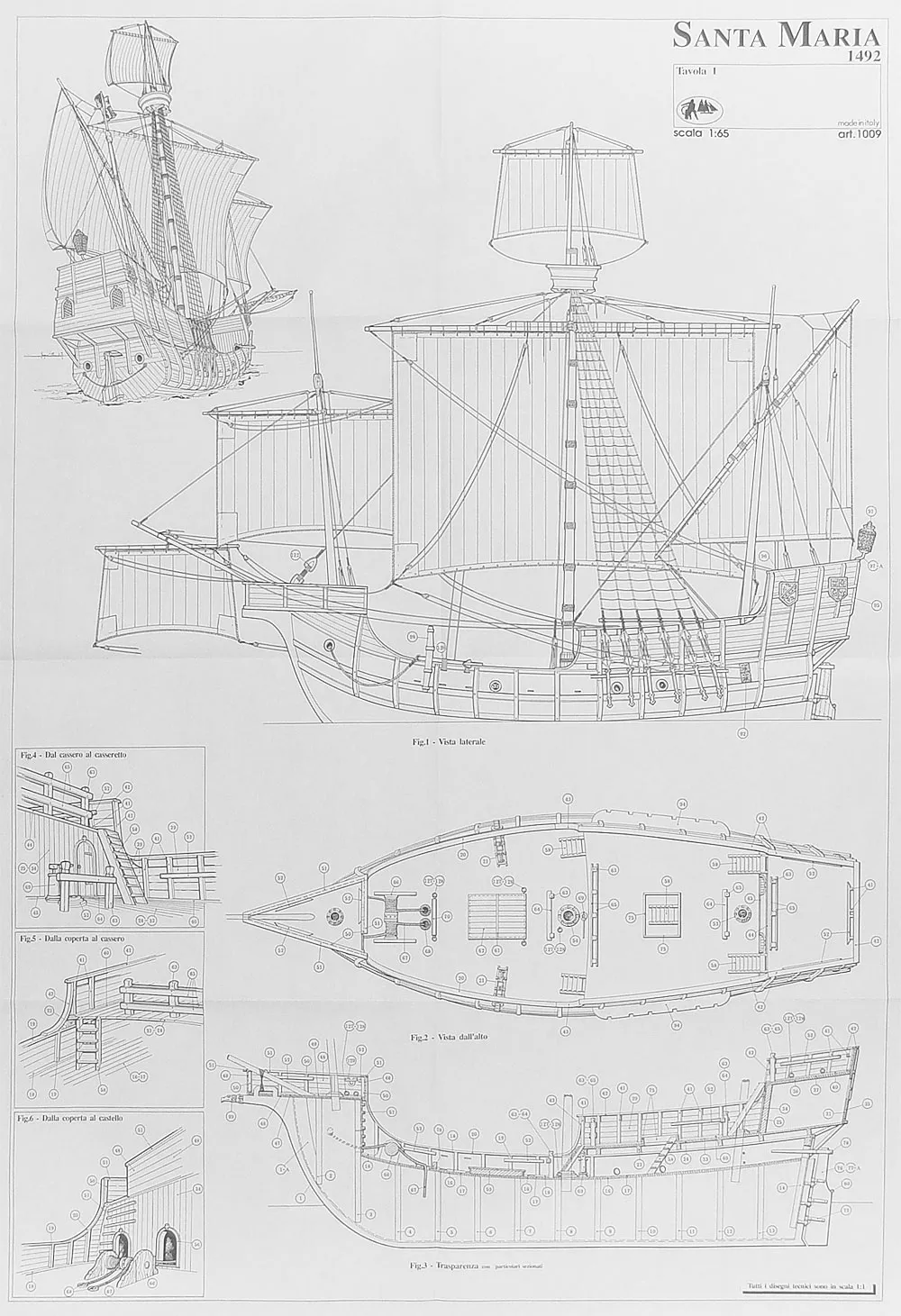 Чертеж корабля Santa Maria (Санта Мария)