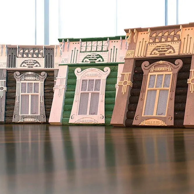 Сборная модель наличника "Модерн", 190 деталей + Клей и краски в комплекте Сборная модель наличника "Модерн", 190 деталей + Клей и краски в комплекте