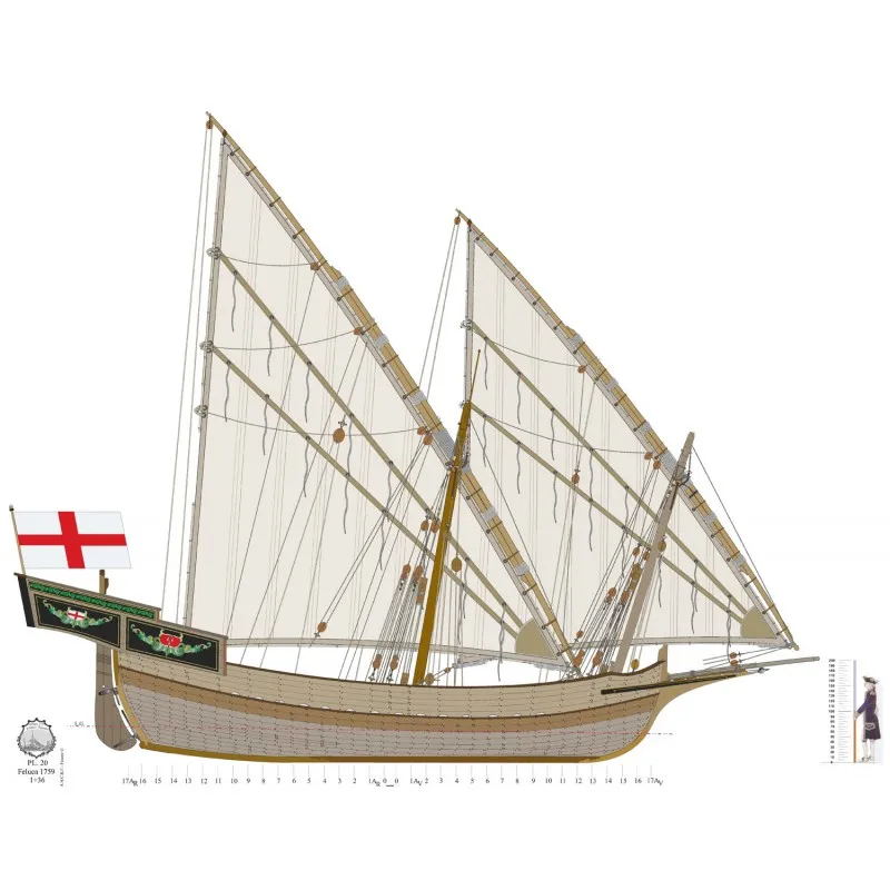 N.S. del Rosario felucca, 1759 + чертежи N.S. del Rosario felucca, 1759 + чертежи