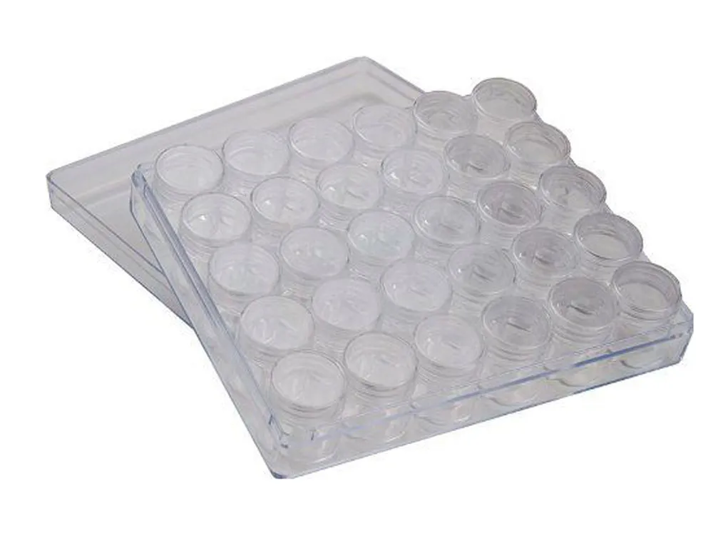 Круглые прозрачные контейнеры, диаметр 28 мм, 30 штук Круглые прозрачные контейнеры, диаметр 28 мм, 30 штук