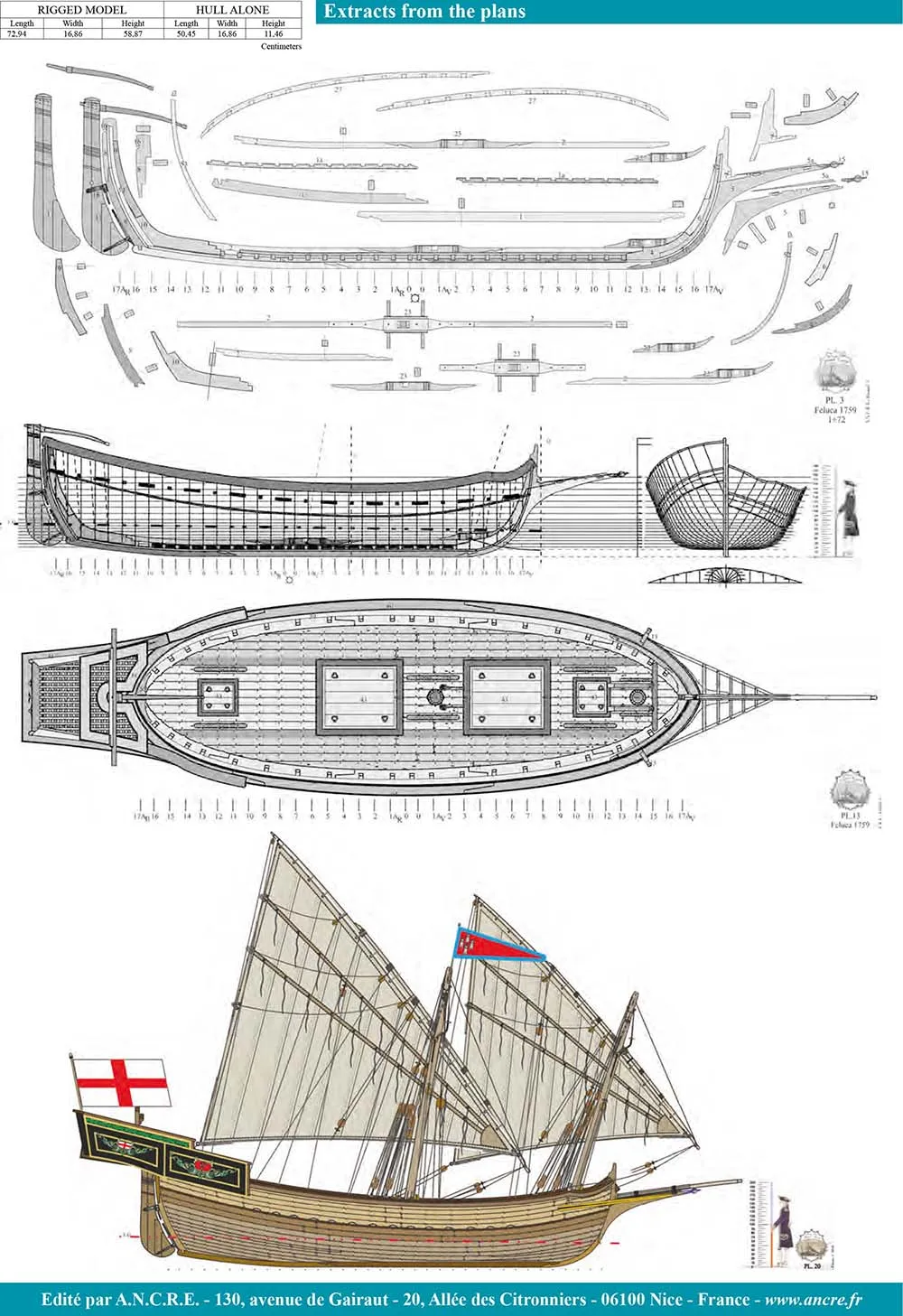 N.S. del Rosario felucca, 1759 + чертежи N.S. del Rosario felucca, 1759 + чертежи