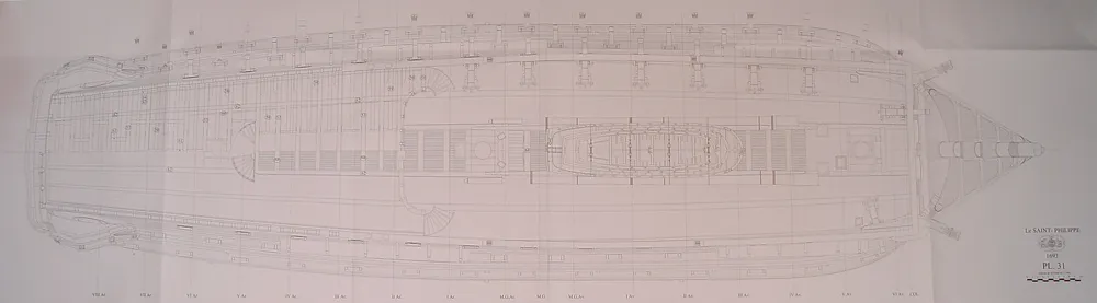 Чертеж корабля Saint Philippe, 1693, масштаб 1:72
