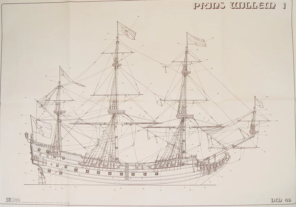Чертеж корабля  Prins Willem, масштаб 1:100