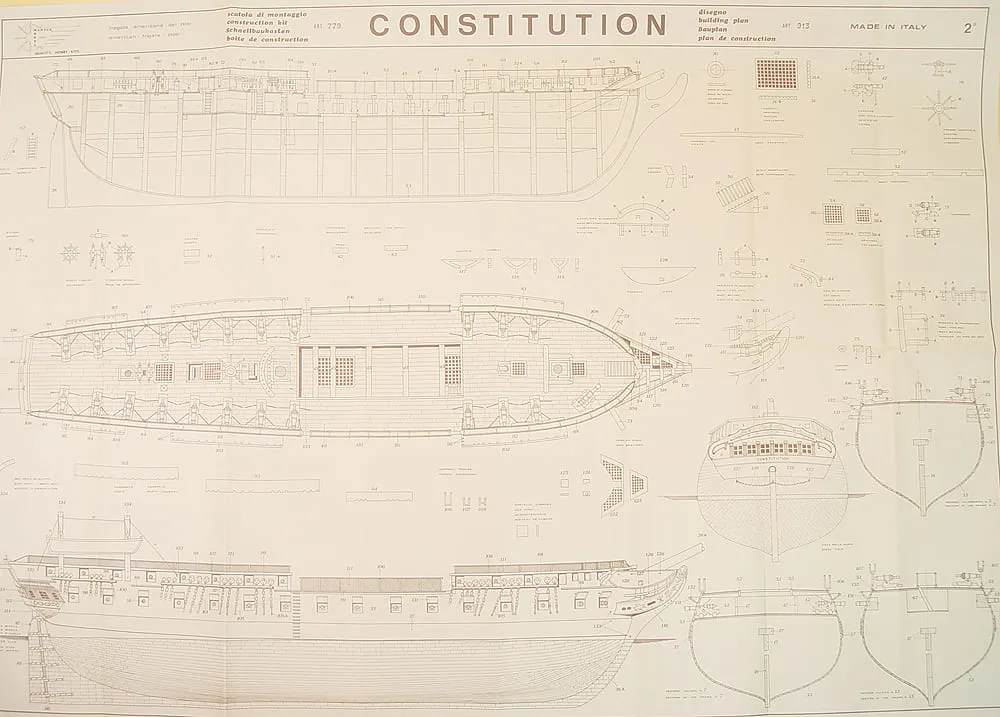 Чертеж корабля USS Constitution
