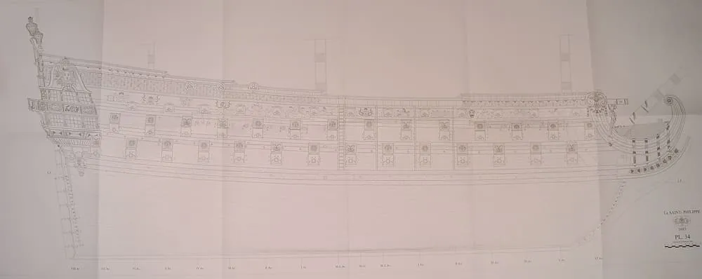 Чертеж корабля Saint Philippe, 1693, масштаб 1:72