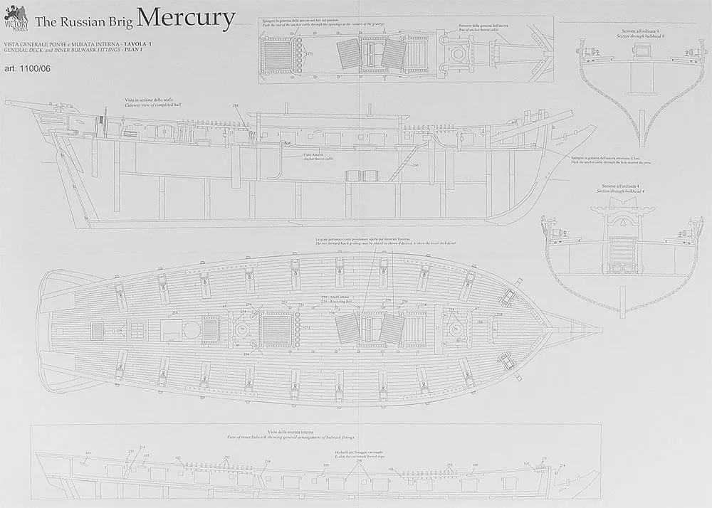 Чертеж брига МЕРКУРИЙ Чертеж брига МЕРКУРИЙ