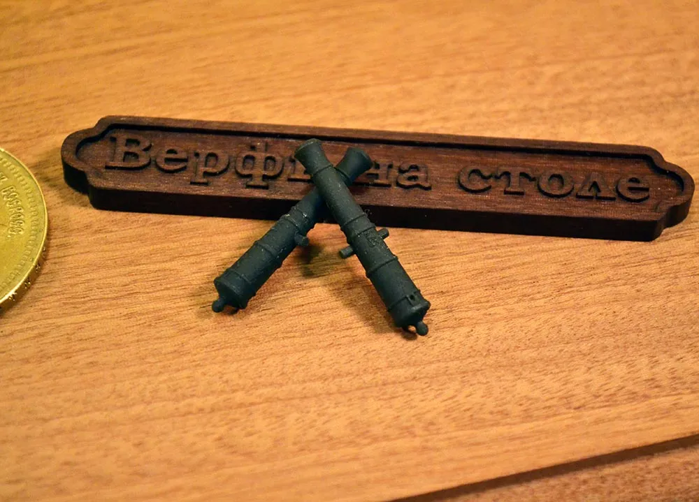 Ствол пушки тип Armstrong, герб Георг 3, 4 фунта, масштаб 1:64, длина 29,2 мм, 2 шт Ствол пушки тип Armstrong, герб Георг 3, 4 фунта, масштаб 1:64, длина 29,2 мм, 2 шт