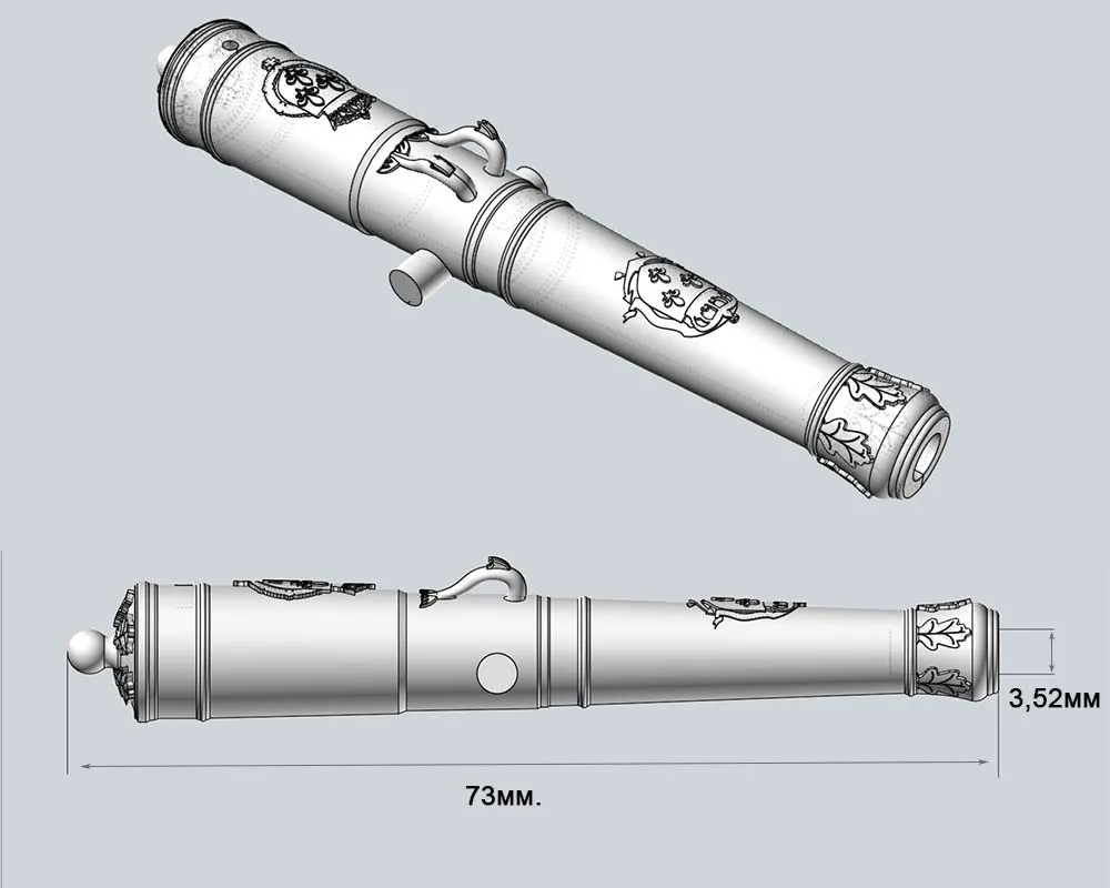 Ствол пушки Франция, два герба, 24 фунта, масштаб 1:48, длина 73 мм, 2 шт Ствол пушки Франция, два герба, 24 фунта, масштаб 1:48, длина 73 мм, 2 шт