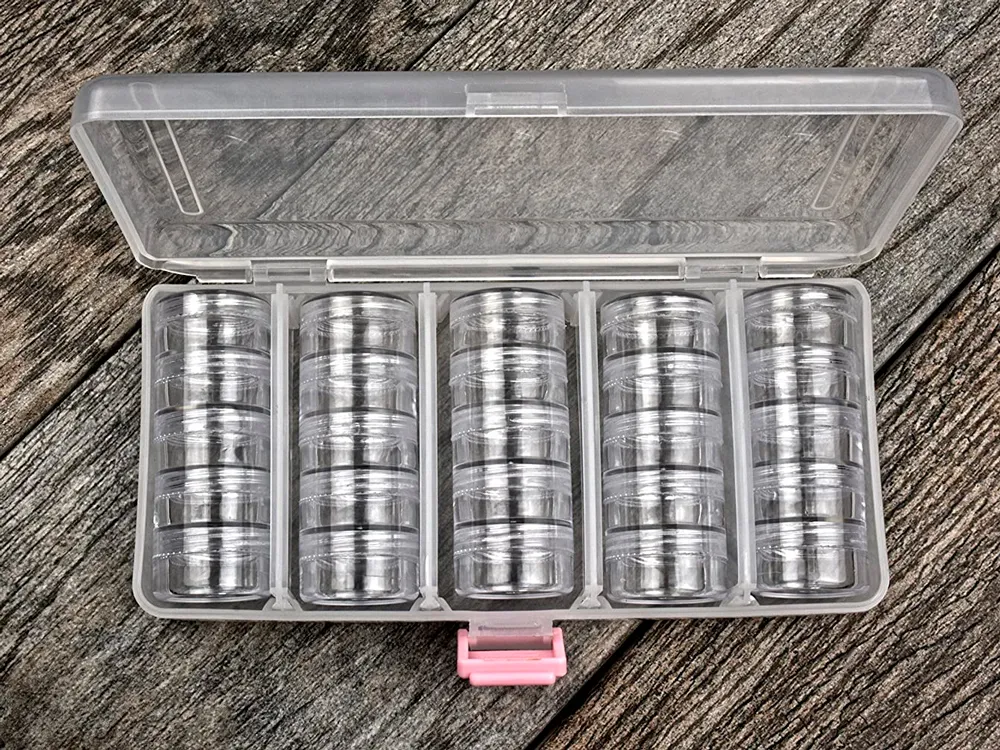 Круглые прозрачные контейнеры, диаметр 28 мм, 25 штук, стыкуемые Круглые прозрачные контейнеры, диаметр 28 мм, 25 штук, стыкуемые