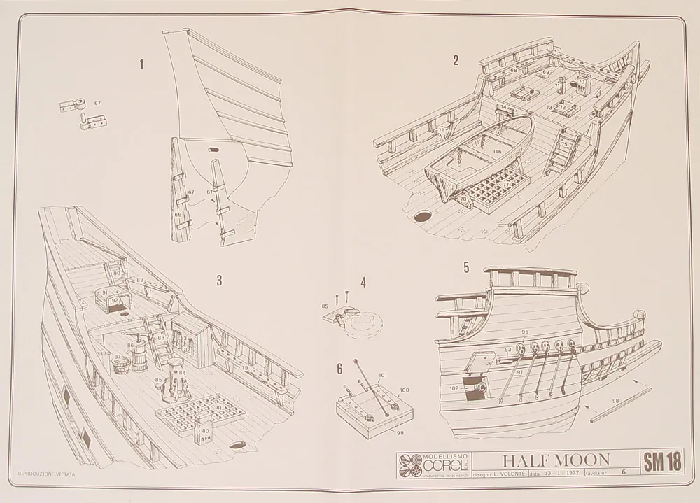 Чертеж корабля Half Moon, масштаб 1:50