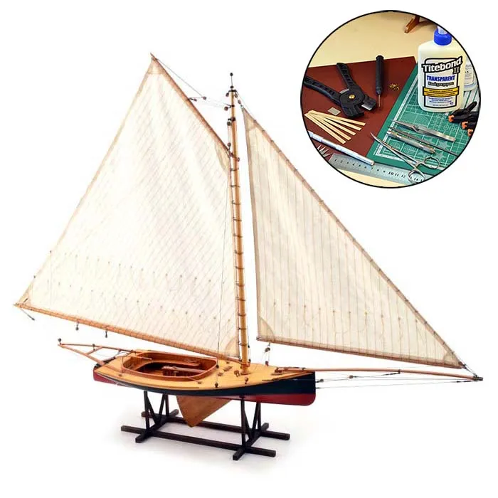 Швертбот "Кузнечик" 1:48 (делюкс) + (Полный набор инструментов, клея и лак)