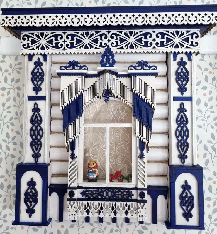 Сборная модель наличника "Бахромчатый", 288 деталей + Клей и краски в комплекте Сборная модель наличника "Бахромчатый", 288 деталей + Клей и краски в комплекте