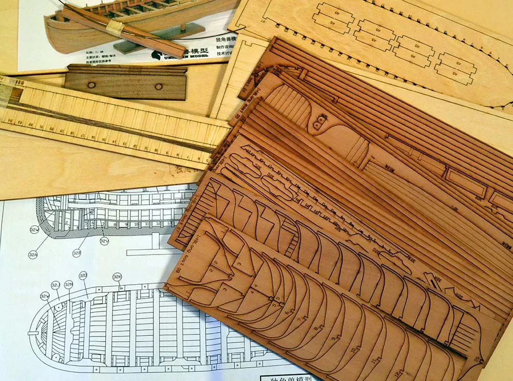 модель корабля для сборки Баркас 34 фута Bonhomme Richard, версия груша