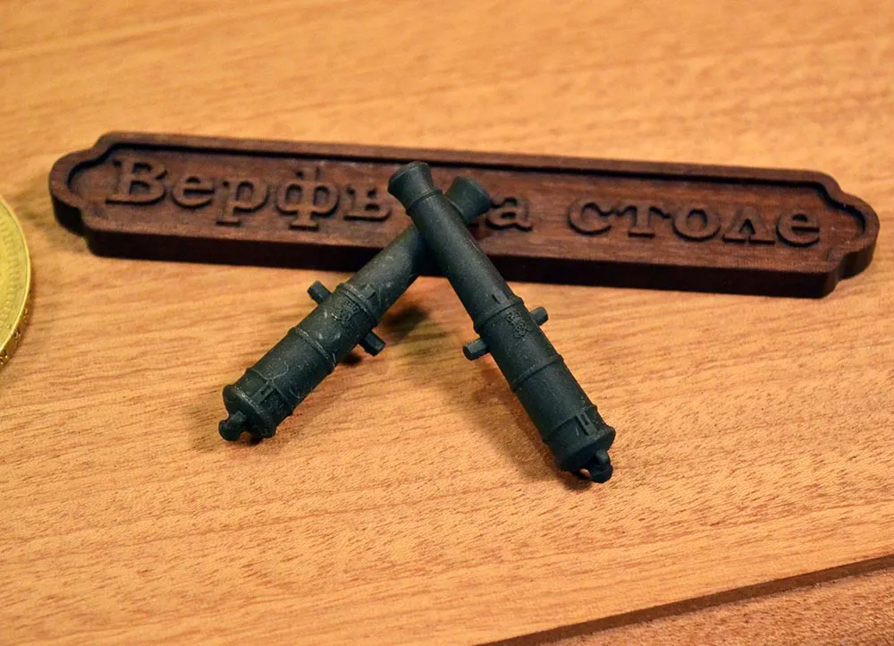 Ствол пушки тип Blomefield, герб Георг 3, 6 фунтов, масштаб 1:64, длина 31,4 мм, 2 шт