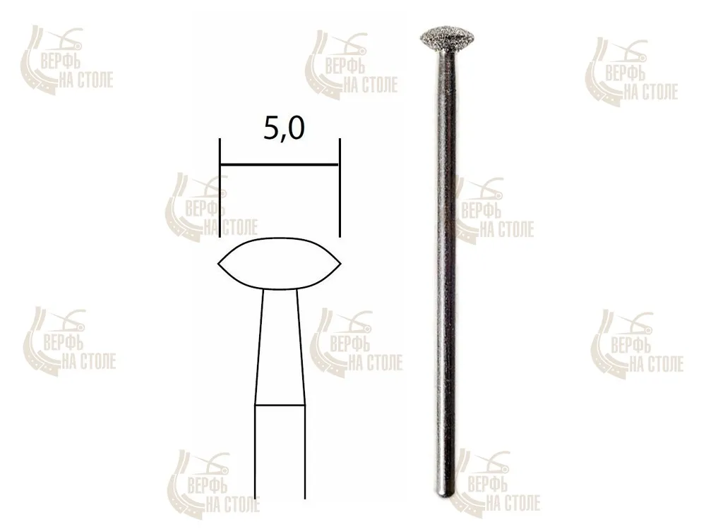 Бор с алмазным напылением Proxxon 5 мм в форме линзы Бор с алмазным напылением Proxxon 5 мм в форме линзы