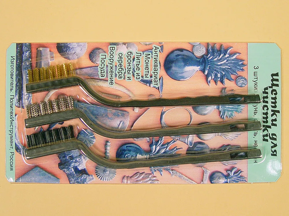 Щетки ювелирные, 3 шт, сталь, латунь, нейлон Щетки ювелирные, 3 шт, сталь, латунь, нейлон