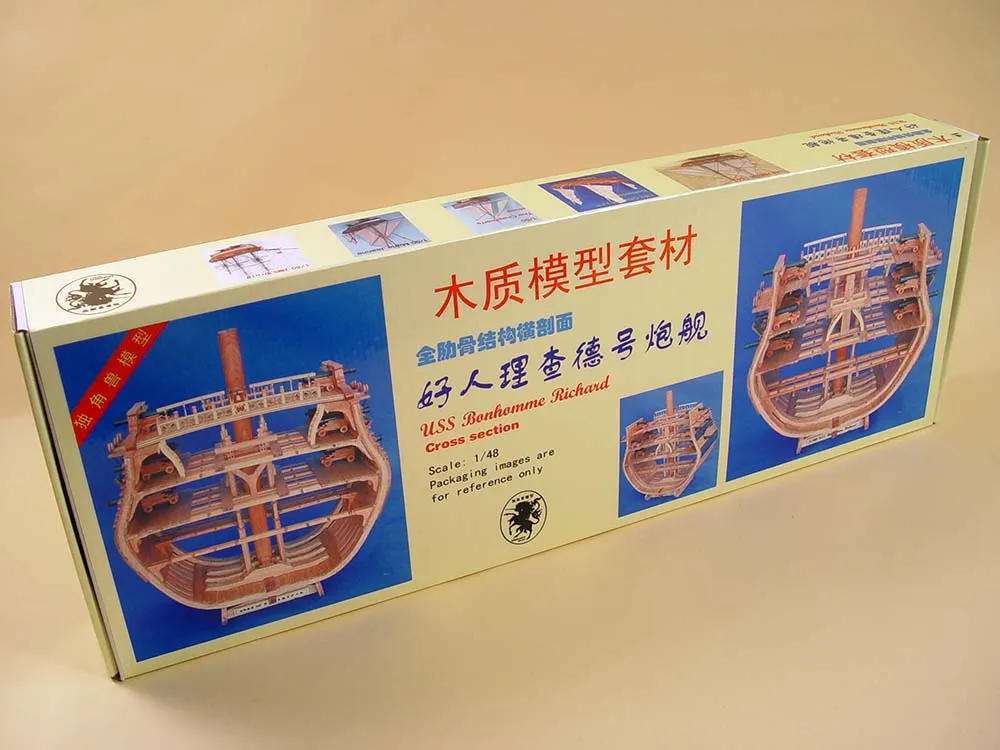 модель корабля для сборки Bonhomme Richard сечение, версия самшит + интерьер