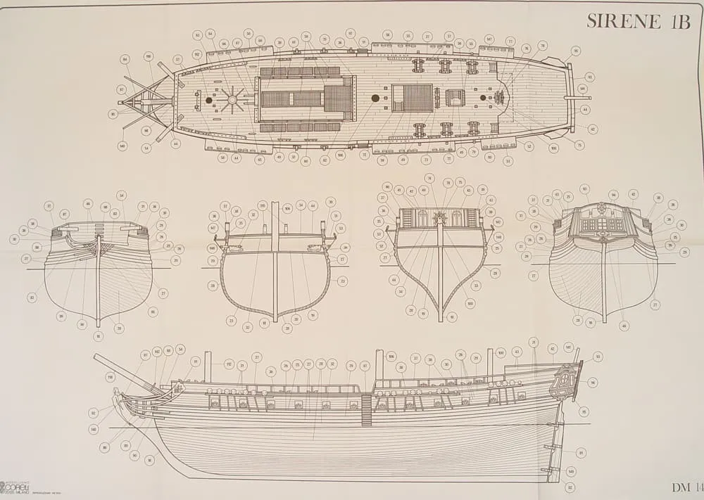 Чертеж корабля Sirene, масштаб 1:75